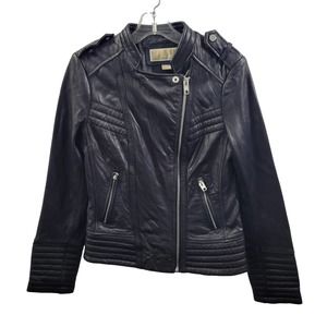 Michael Kors Women's Moto Black Leather Jacket Size S 72323-1clo2